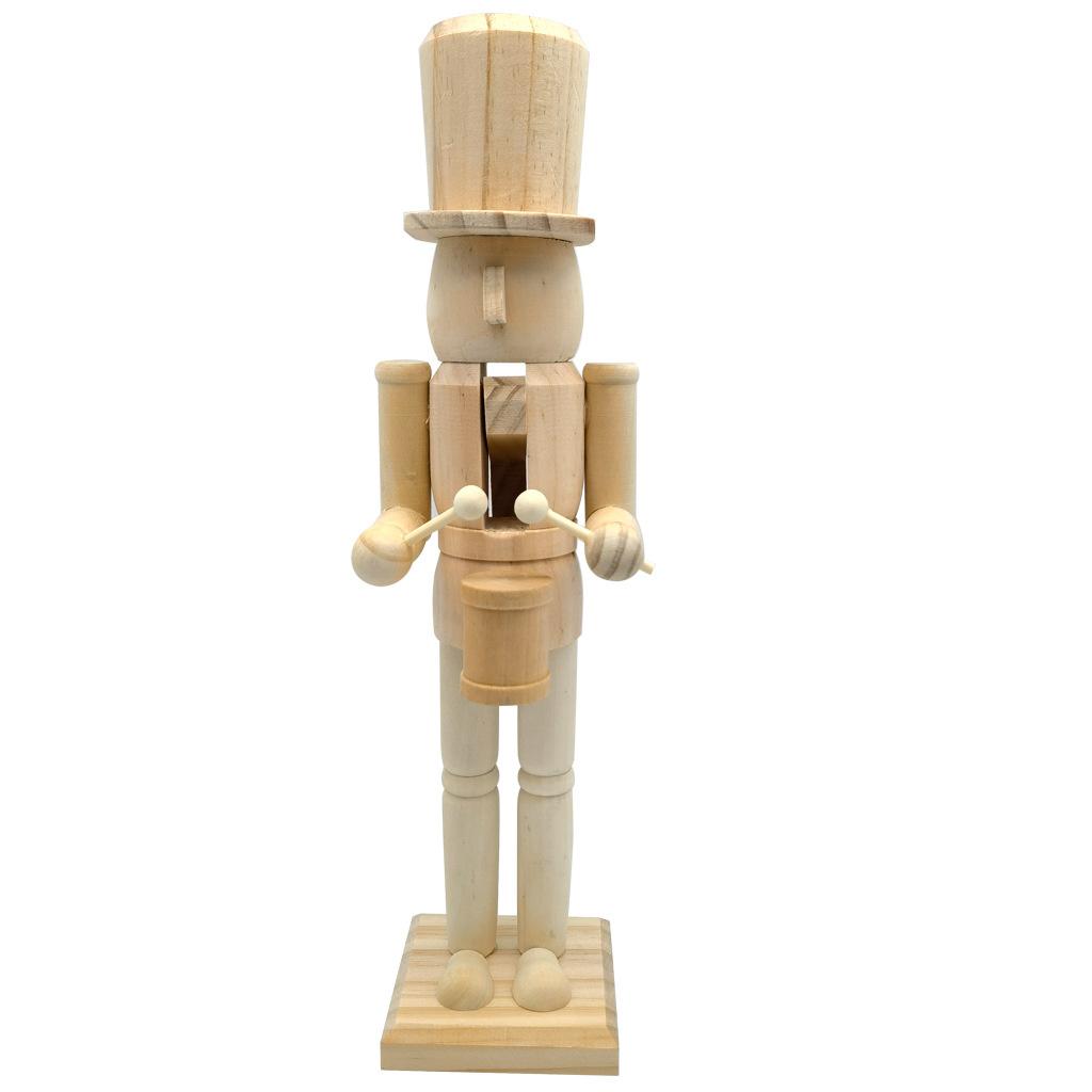 Classic 38cm White Unpainted Nutcracker Soldier Wooden Figure For Christmas Table Centerpiece Home Decor For Adults Holiday Gift