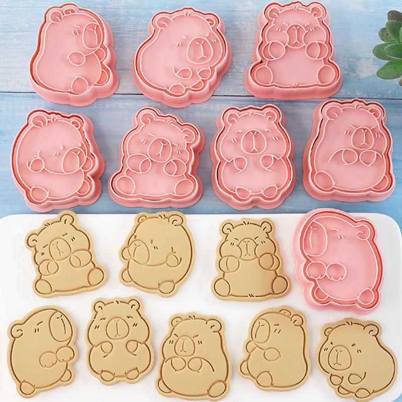 8pcs Cartoon Capybara Shaped Cookie Cutter Animal Fondant Biscuit Mold Cake Decoration Tools Baking Accessories Kitchen Gadget