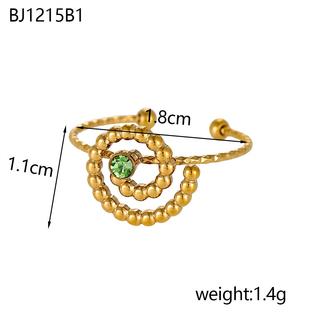 

CARLIDANA Elegant Spiral Stainless Steel Colorful CZ Zircon Open Ring Jewelry for Women Perfect for Parties Glamorous Occasion resizable