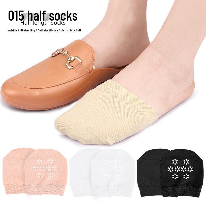 Women's Breathable Mesh Forefoot Socks - Non-Slip, Sweat-Absorbent, Solid Color Half Socks