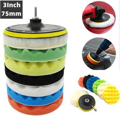 9 buc. 3 inch 75 MM Kit tampoane de lustruit auto cu burete curat pentru epilare cu ceară Tampă de lustruire cu filet M10 Minge de lână Tampă de sprijin auto Îngrijire reparație auto