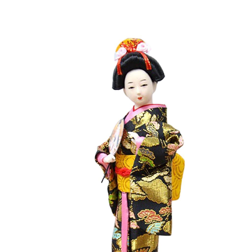 Japanese Geisha Oriental Doll Handmade Collectible Figurine Asian Geisha Doll Folk for Tabletop Decoration Kids Gift
