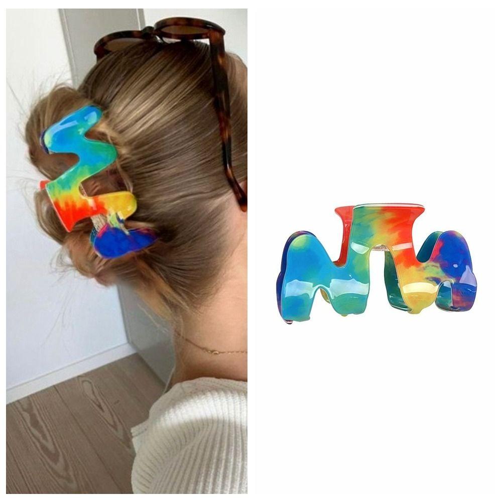 Hair Accessories Rainbow Wave Crab Clip Korean Style Women Hair Claw  Washing Face