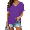 Women Casual Summer T Shirt V Neck Short Sleeve Solid Color Top Clothing