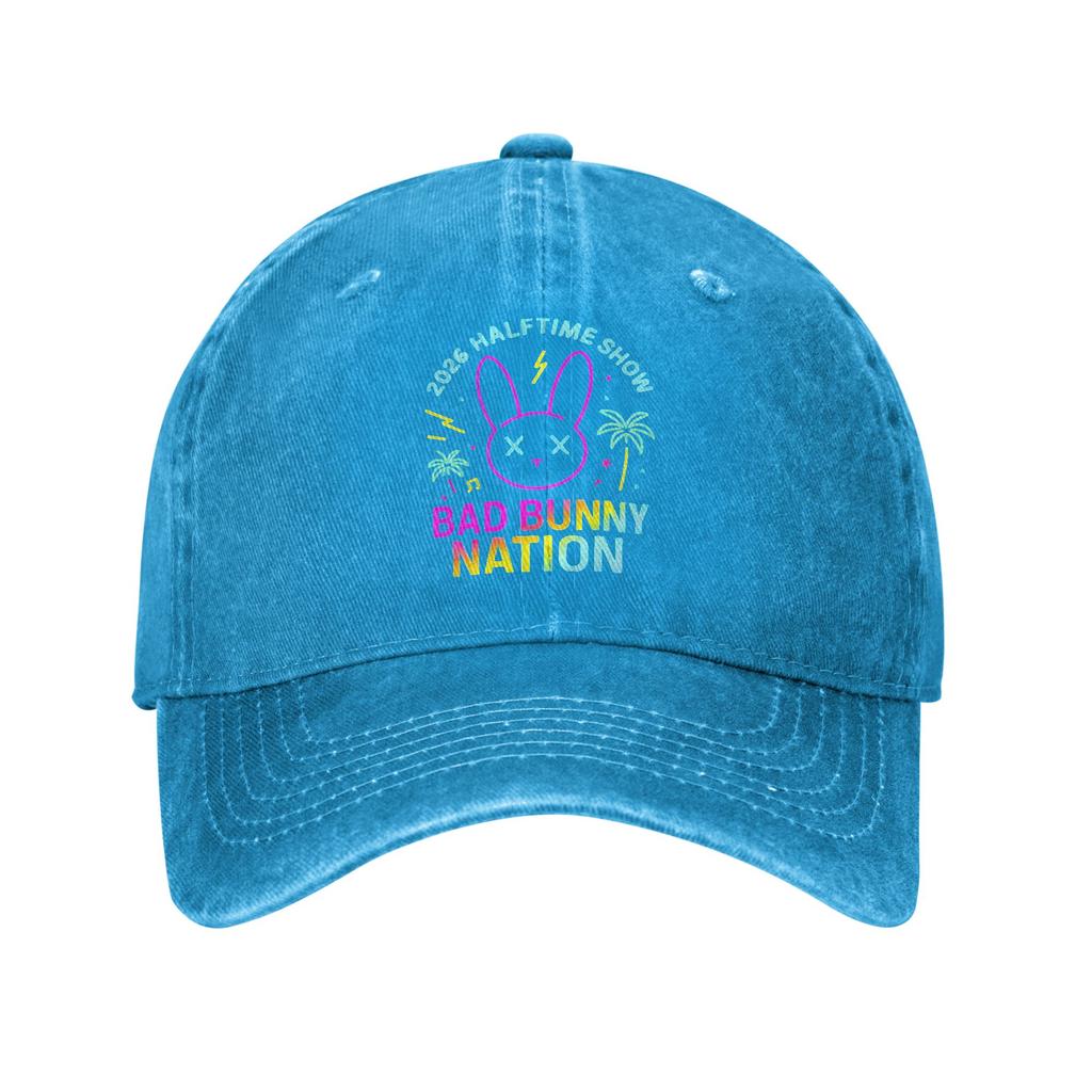 Men Women Bads Bunnys Halftime Show Printed Hat Classic Distressed Denim  Baseball Cap Adjustable