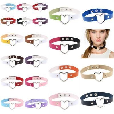 Choker ze Skóry PU w Kształcie Serca dla Kobiet Punkowy Gotycki Kołnierz Biżuteria w Stylu Harajuku