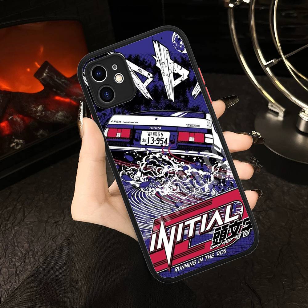 Racing Anime Initial D Phone Cases For IPhone 16 15 14 Plus 13 12 11 Pro Max Matte Oft Bumper Phone Cover