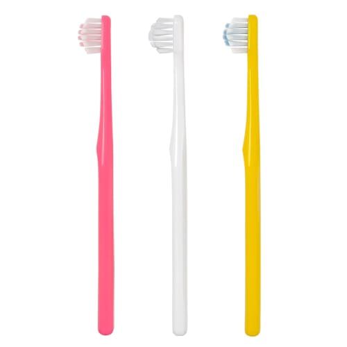 Miracle Oral Care Kid's Miracle Toothbrush (For Baby Teeth and Finishing Brushing) Children's Regular Pyramid Shape Pink White Yellow 3-Piece Set