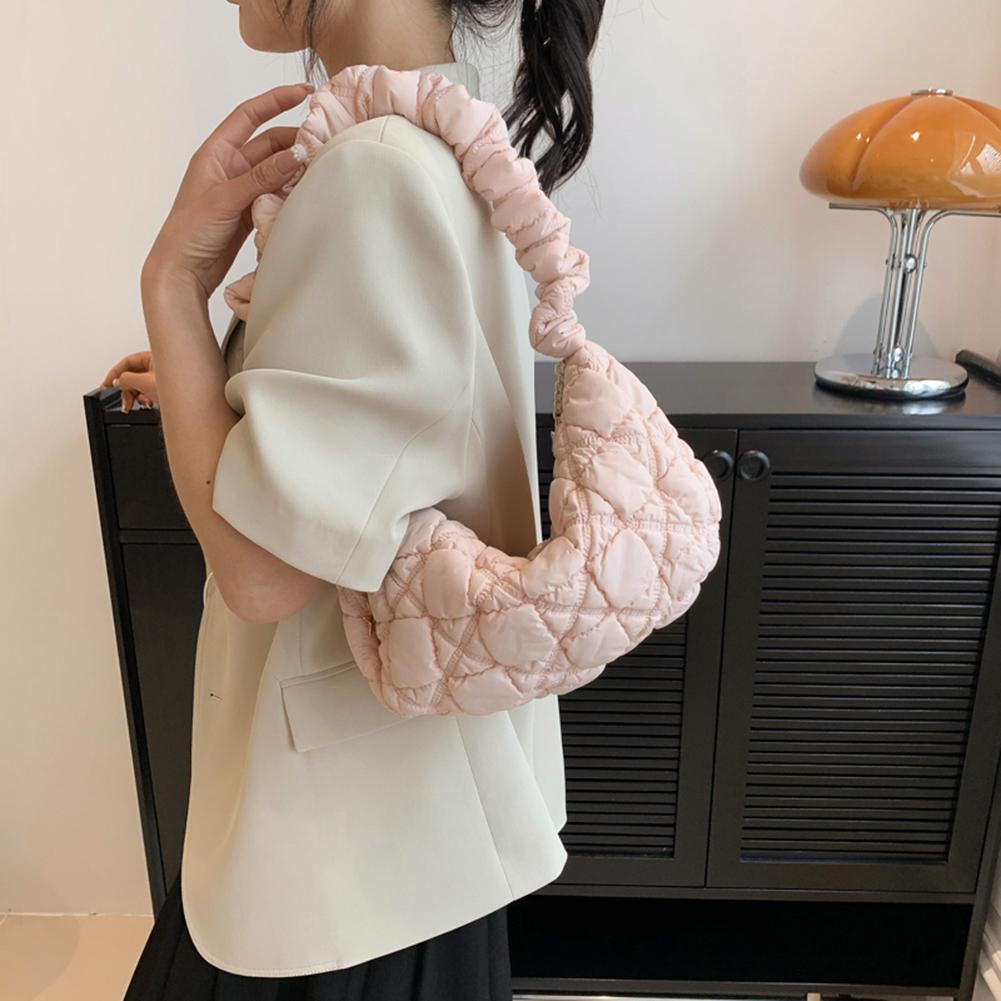 Fashion Quilted Top-Handle Bag Cloud Pleated Bubbles Commute Bag Casual Simple Shoulder Bag Elegant Solid Color Crossbody Bag
