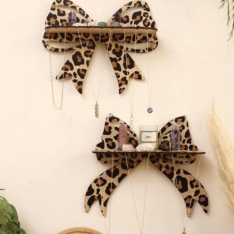 Creative Floating Rack Decorative Wooden Floating Shelves Bow Wall Shelves Small Wall Decor No Drill Display Rack For Bedroom &