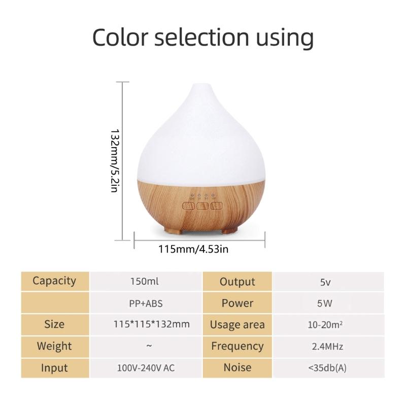 Großer Raum  Ätherisches Öl Diffusor 150ML mit Leiser Ultraschall-Nebel und Automatischer Abschaltung Geeignet für Schlafzimmer Livi