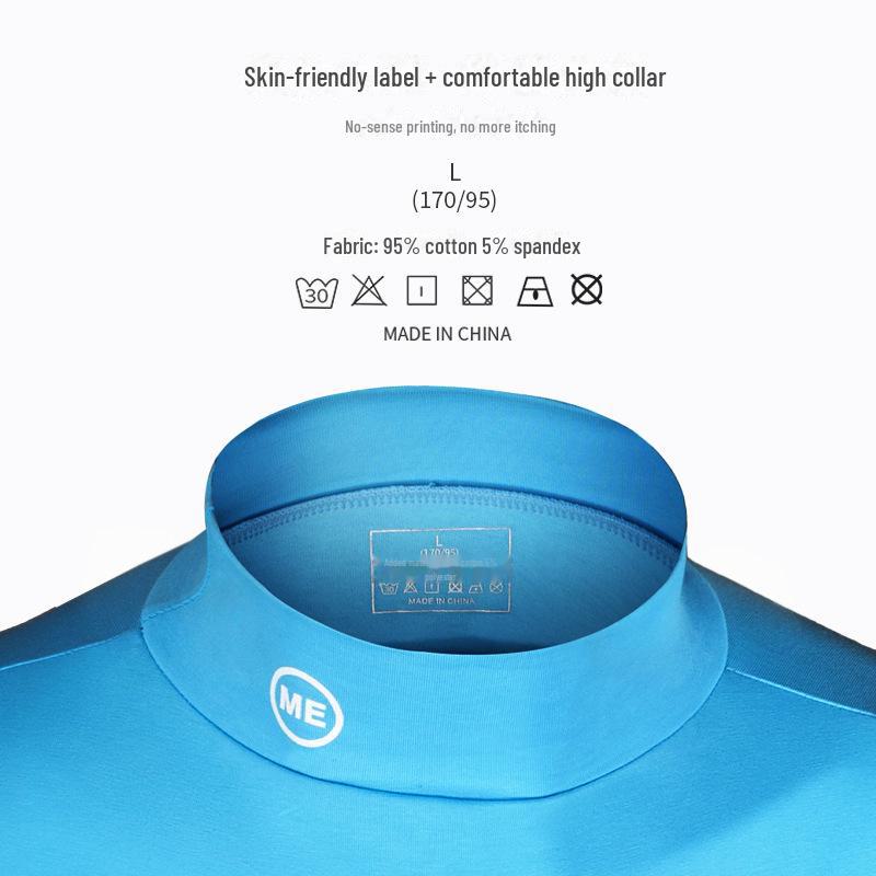 Men's Lightweight Cotton Turtleneck Base Layer, Breathable Long Sleeve for Young Men
