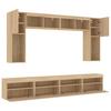 8 Piece TV Wall Unit with LED Lights Sonoma Oak