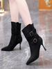 Retro spitze kurze Stiefel Weiblichkeit Metall Mode Stiefel 2025 Herbst und Winter neue hohe dünne Stiefel dünnabsatz nackte Stiefel