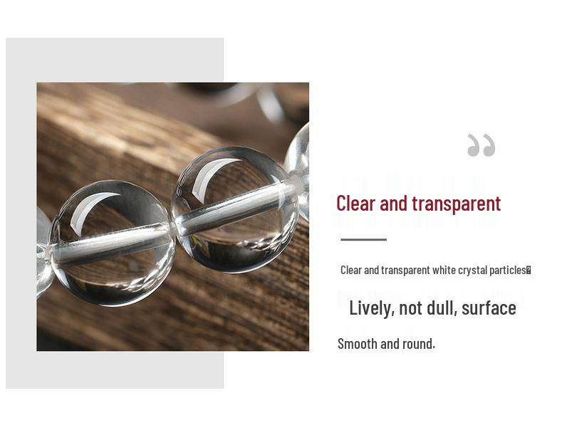 Clear Donghai White Crystal Bracelet - Round Beads, Unisex