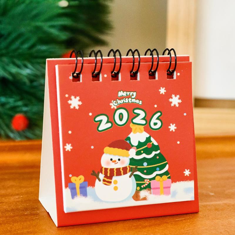 

Мини мультяшный настольный календарь на 2026 год, милый рождественский календарь, портативный карманный календарь, расписание, настольное украшение, рождественские подарки