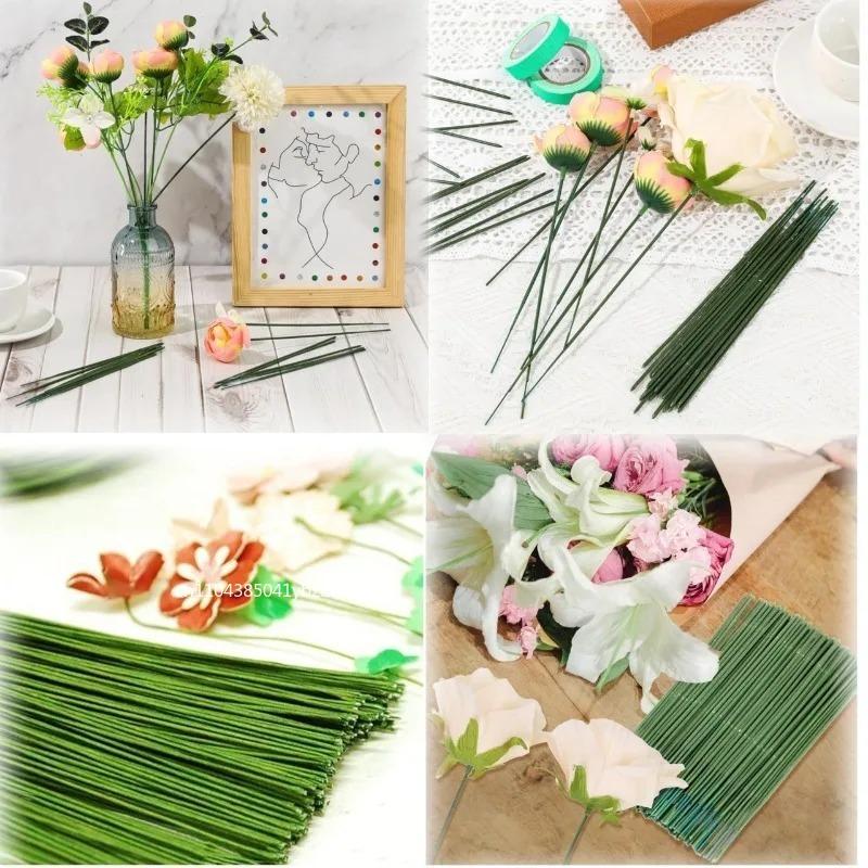 100-1000pcs Paper Floral Wire 0.3mm/0.0118Inch Diameter 40cm Long Iron Wire Used for DIY Nylon Stocking Flower Branche Making