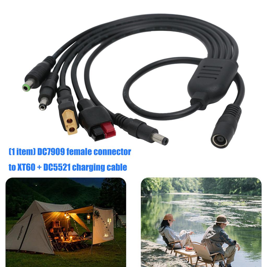 Bend Resistant Solar Charging Cable DC7909 Female to XT60 DC5521+DC5525+DC6530 Power Cable for Frequent Use Longevity
