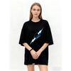 Oversized T Shirt Black Fist Holding Lightning Bolt Graphic Print Casual Streetwear Top For Women Summer Fashion