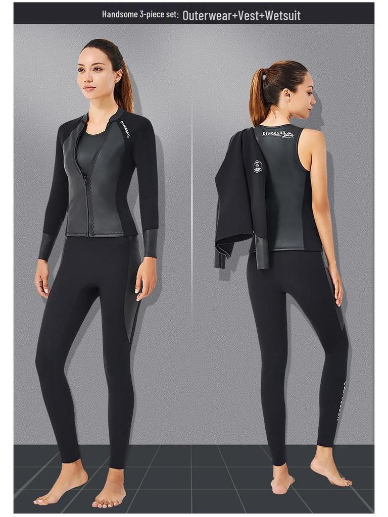 2MM Wetsuit Set: Split Long Sleeve Top & Diving Pants for Cold Protection, Snorkeling, Sailing & Surfing