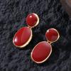 National Style Personality New Chinese Festive Red Oil Drop Oval Geometric Earrings Advanced Sense Niche Exquisite Temperament Earrings
