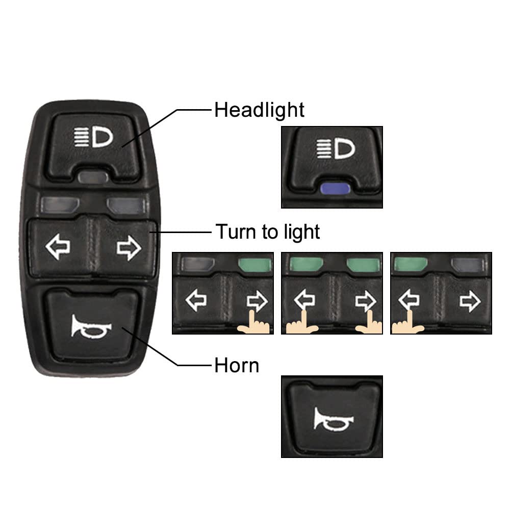 Switch,Yueou 3 in 1 Electric Motorcycle Scooter Switch Headlight Turn Signal Horn Switch 36V/48V