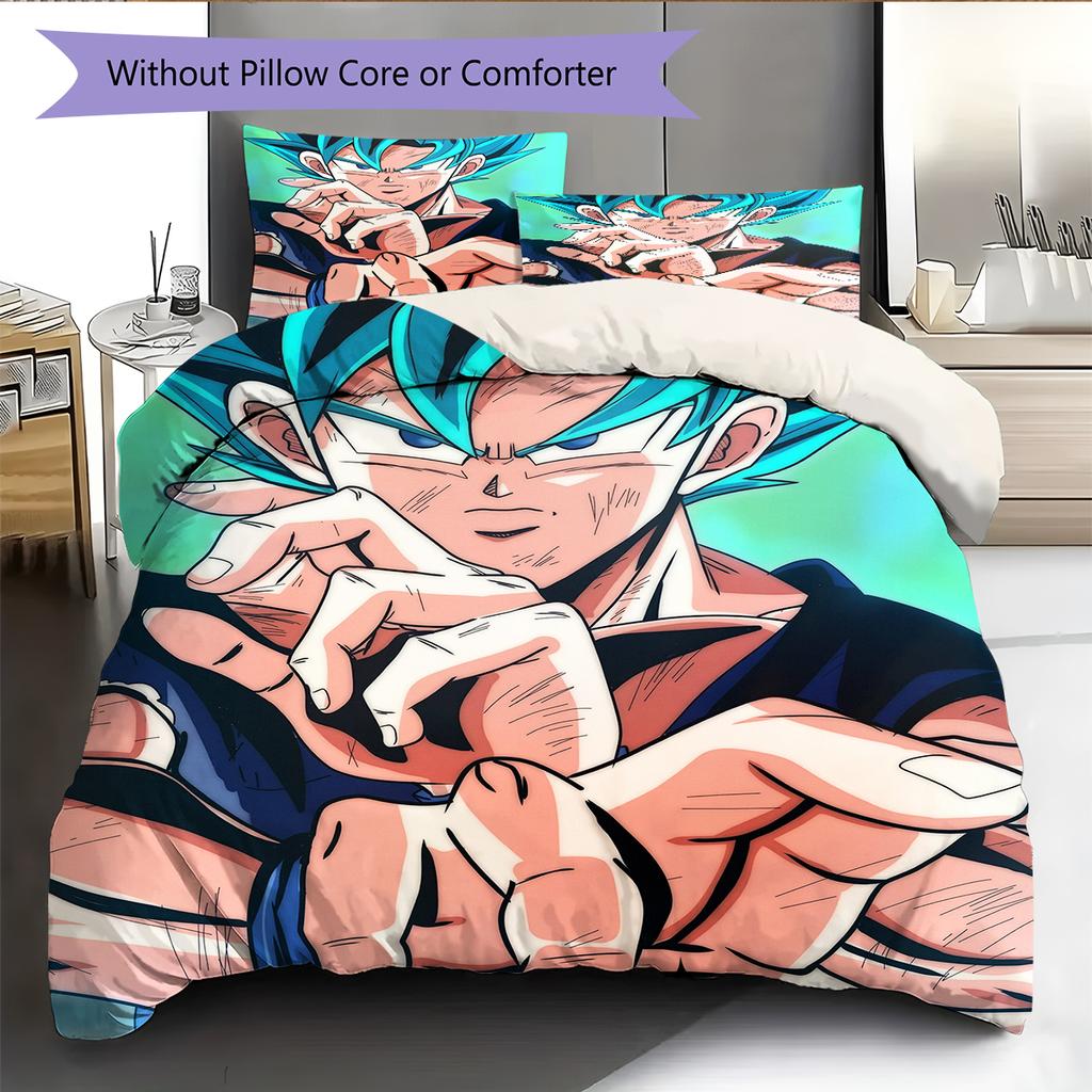 Son Goku Vzor Dragon Ball Povlečení Domácí Dekorace Narozeninový Dárek (1 * povlak na peřinu + 2 * povlak na polštář, bez jádra)