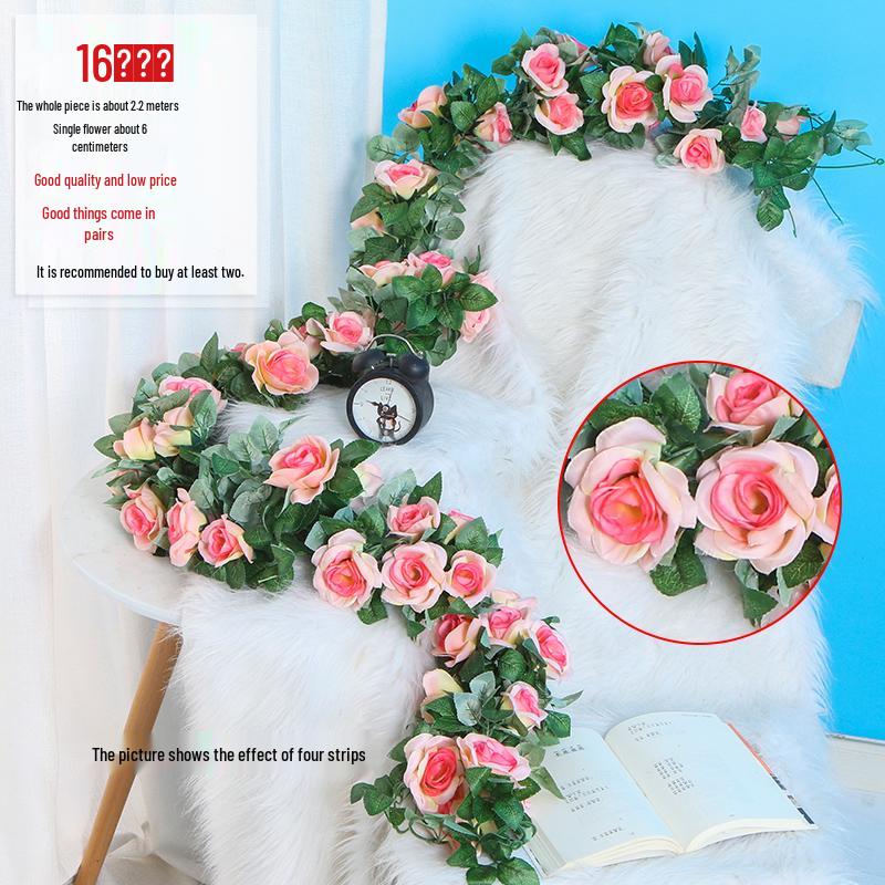 Искусственная розовая лоза, настенный декор для арок и труб