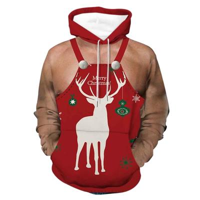 Christmas Cosplay 3D Print Hoodie Men Funny Cute Design Fake Pattern Hooded Sweatshirt Casual Street Loose Long Sleeves Hoodies