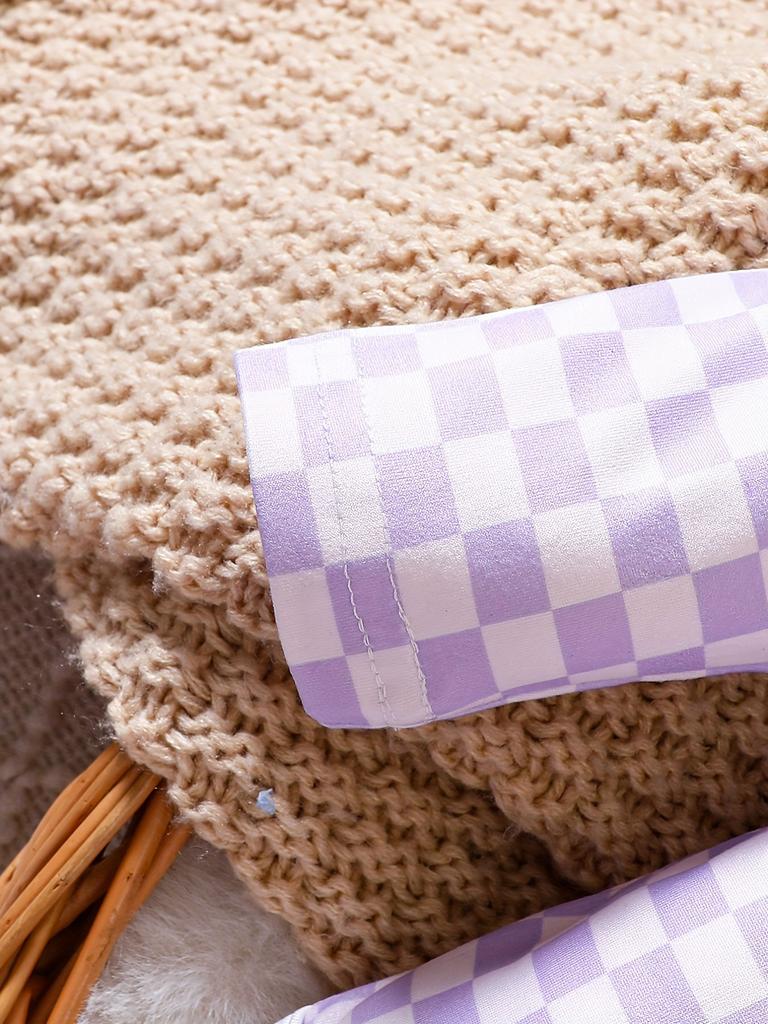 Langarm-Body für Babys und Mädchen, lässiger, süßer Langarm-Body, lila-weiß kariert gestreift