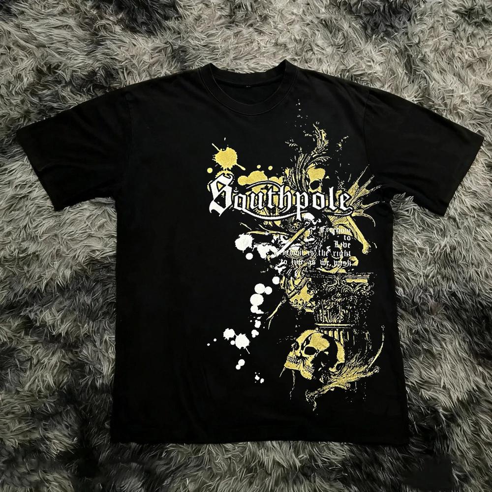 Klassisches Y2K Gothic Stil T-Shirt Druck Oversize T-Shirt High Street Shirts Gothic Rundhals Baumwoll Tops Neues Herren Damen T-Shirt