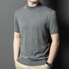 Spring New Solid Color Wool-containing Middle-aged Men's Sweater Thin Half Turtleneck Short-sleeved Sweater Men's Clothing