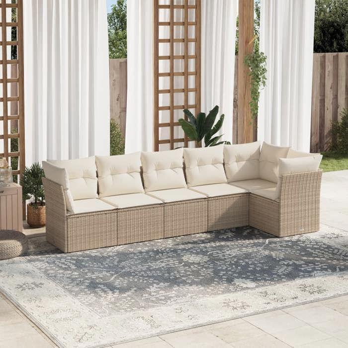 VidaXL Garden Lounge Set with Cushions 6 Pcs Beige Braided Resin 3217658