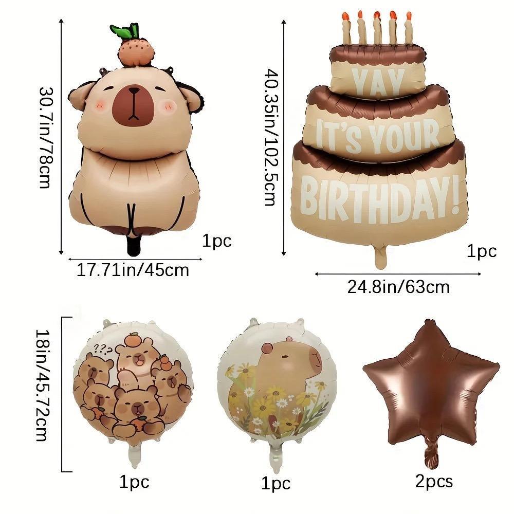 Capybara Cartoon Latte Art Kids Foil Balloon - Birthday Party Decoration