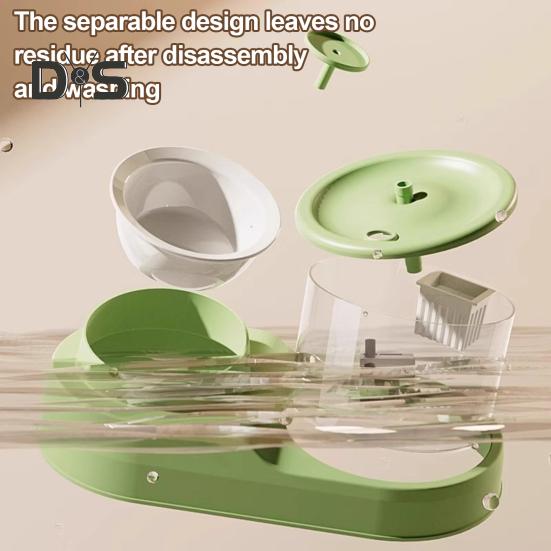 Cat Water And Food Dispenser 2-in-1 Automatic Cat Feeder 1L Cat Water Fountain And Food Bowl Set for Indoor Cats Small Dogs