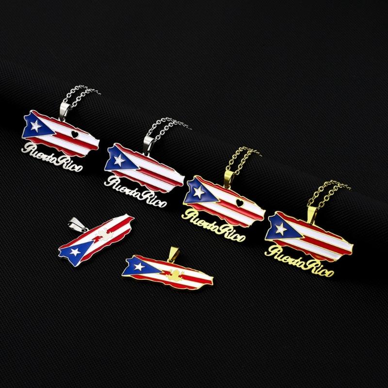Versatile Puerto Rico Flag Pendant Necklace Puerto Rico Culture Necklace Fashion Jewelry Suitable for Various Occasion