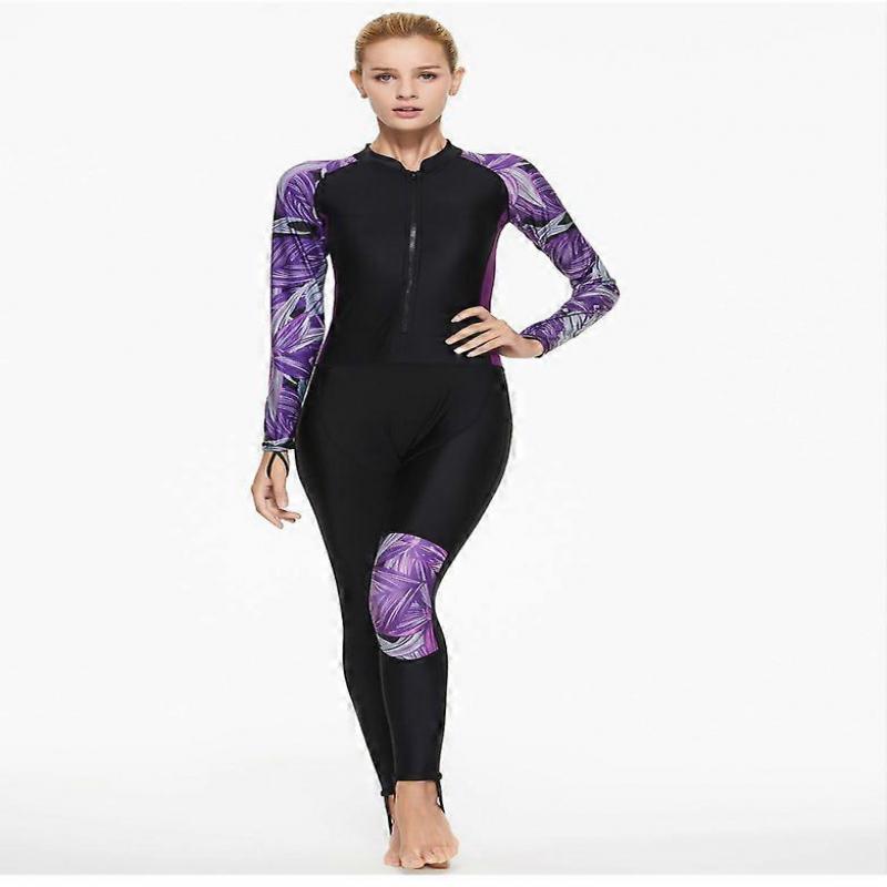Women's Thickened Padded Long-Sleeved Swimsuit - Quick-Drying Tummy-Control Swimwear, Suitable for Snorkelling, Surfing, Diving and Aquatic Therapy