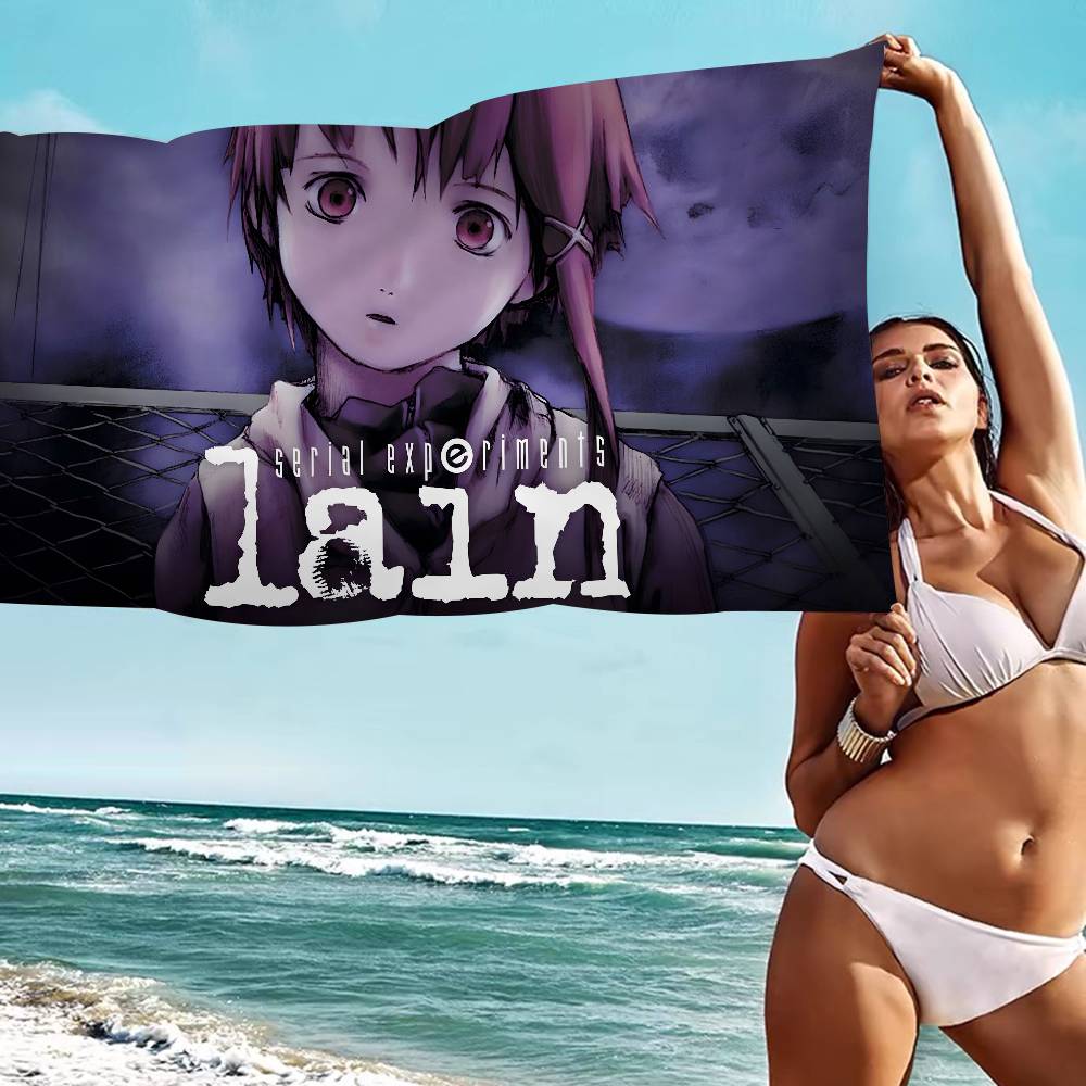 Serial Experiments Lain Anime Microfiber Beach Towel Absorbent Quick Dry Soft Yoga Swimming Resort Mountain Climbing Towel