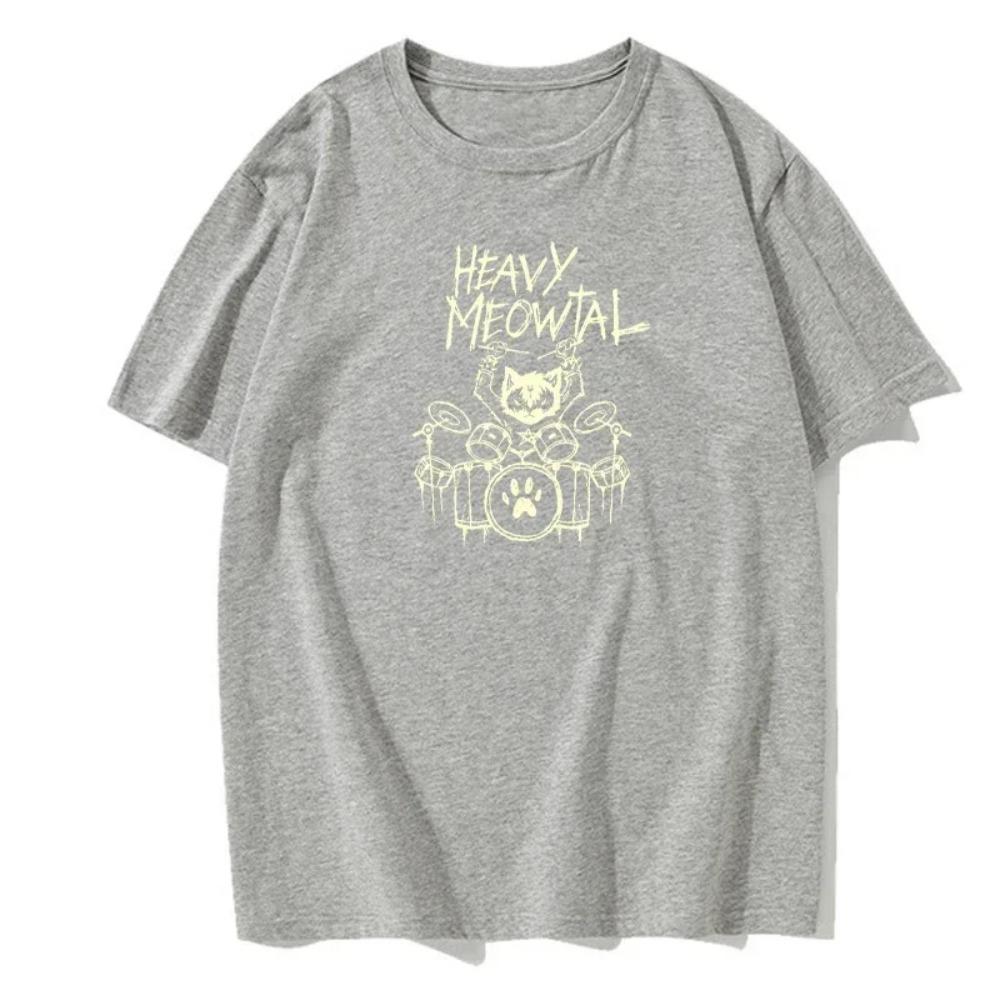 Schwere Katze Metal Musik Geschenkideen Lustige Haustierbesitzer T-Shirts Neueste Druck Tops Shirts Baumwolle Rundhals Vielseitige T-Shirts