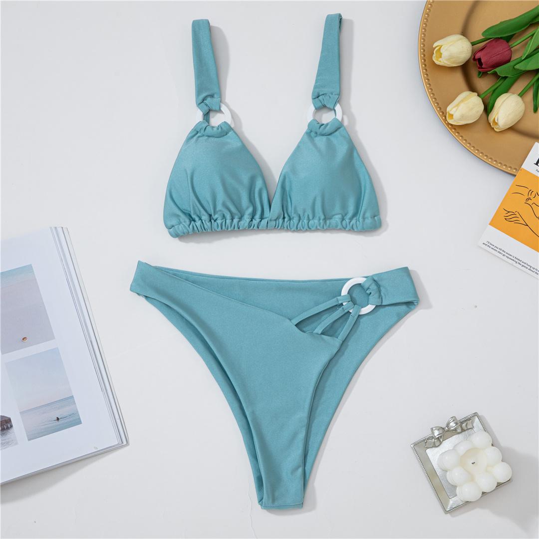 

Сексуальное асимметричное бикини со средней талией, женские купальники, женский купальник, комплект бикини из двух частей, мягкий купальный костюм для купания L светло-синий