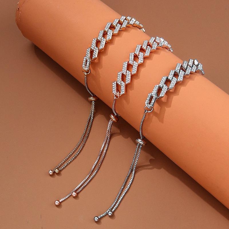 Elegant Rhinestone Cuban Link Bracelet/anklet for Women
