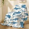1pc Shark Print Throw Lightweight 240g Flannel Blanket Soft Skin-friendly for Summer Cooling