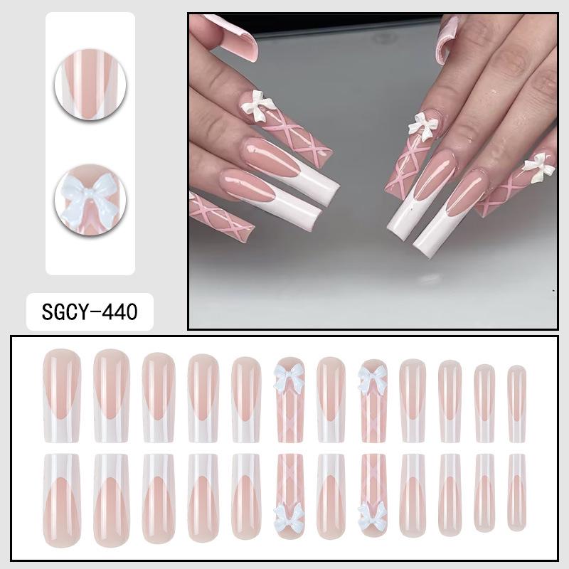 O8 Long Nail Art Tips - European & American High-End Wearable Summer Stickers