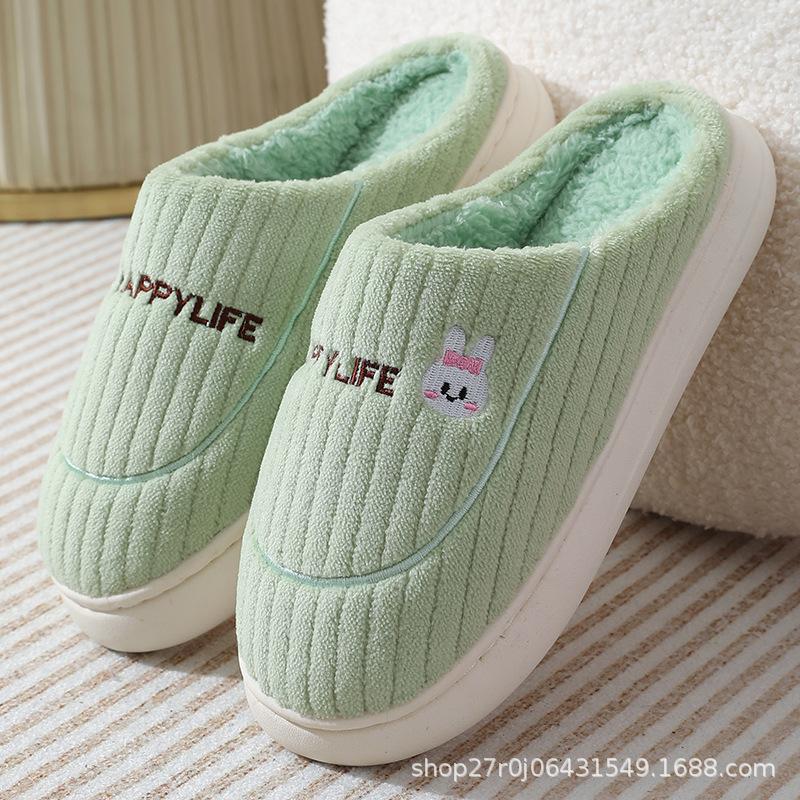 2025 new cotton slippers women's winter indoor home warm fluffy slippers men's home men's winter