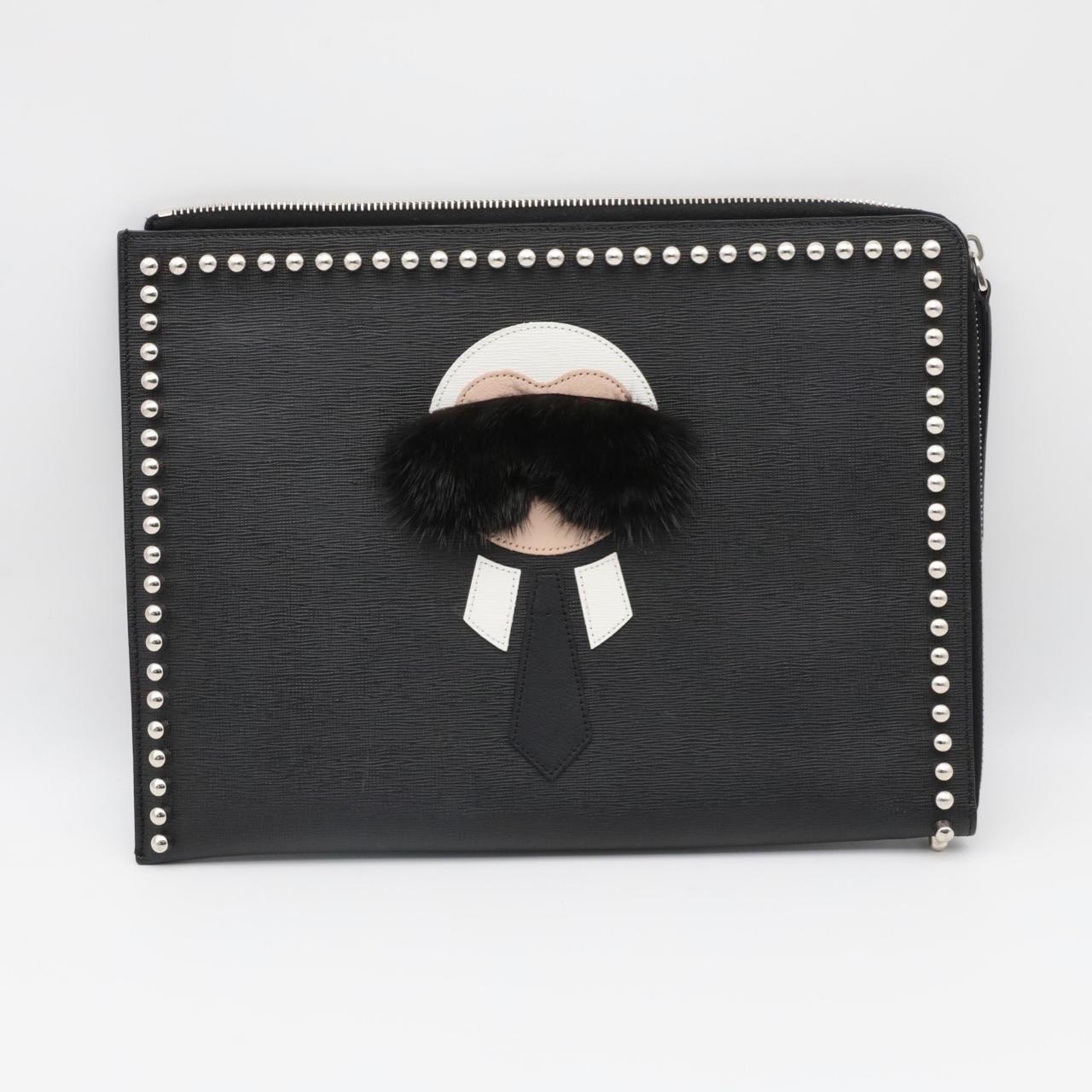 [Pre-Owned] Black Leather Clutch - Very Good #LTT82V ONE SIZE