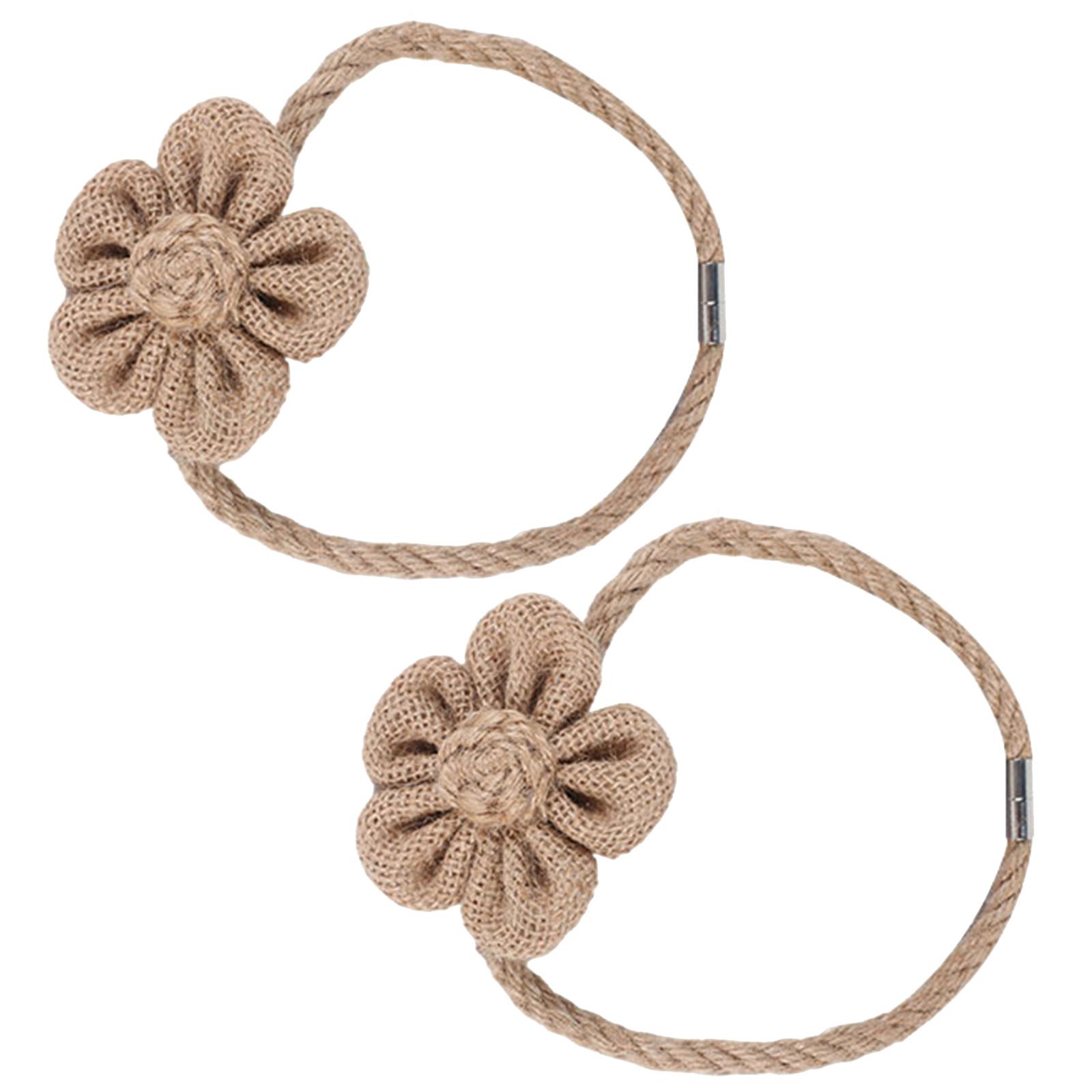 

2 шт. Магнитные подхваты для штор, плетеные вручную, держатель для штор в виде цветка, бохо, веревочные шторы, удерживающие элементы, домашний декор