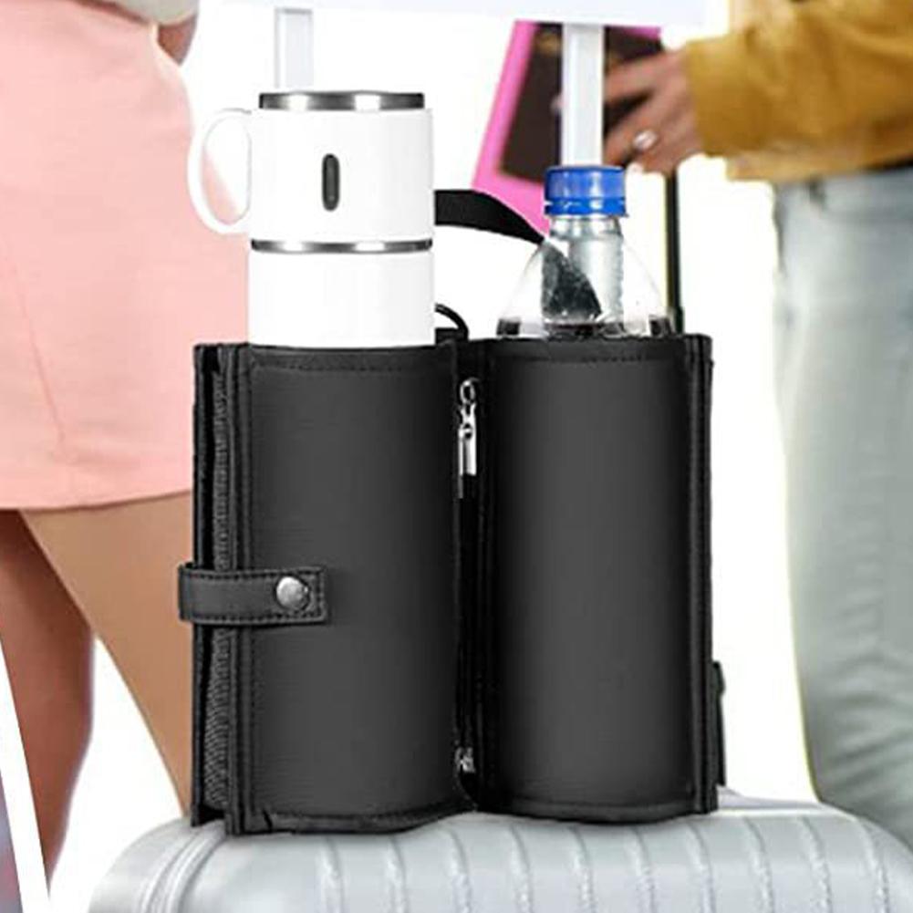 

Portable Drink Carrier with Handle Foldable Cup Carrier Bag Coffee Mugs Storage Bag for Flight Attendants Business Traveler чёрный