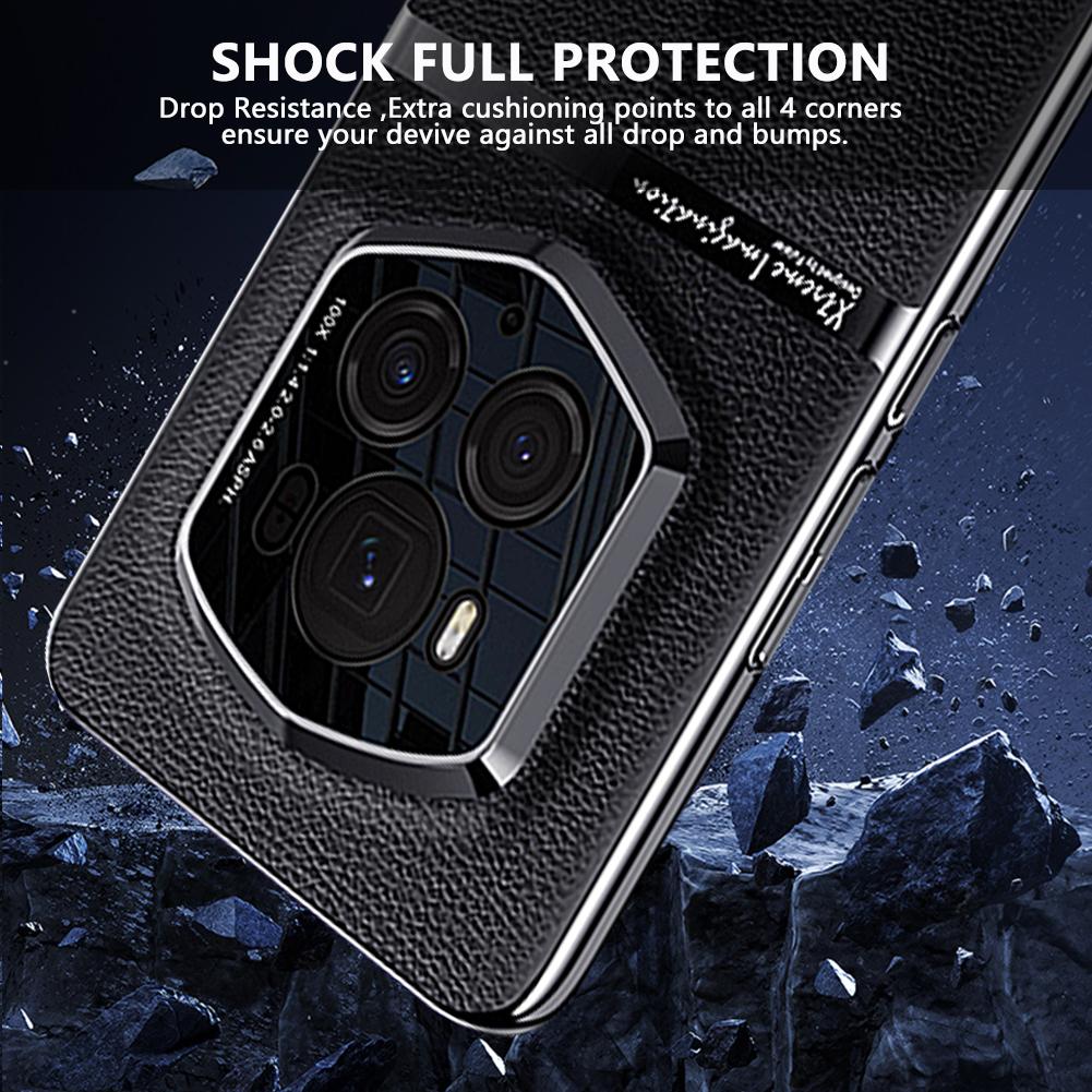 Original Leder Hülle für Honor Magic 6 RSR Stoßfeste Rückabdeckung Vergoldeter Bumper für Magic6RSR Harte PC Handyhülle
