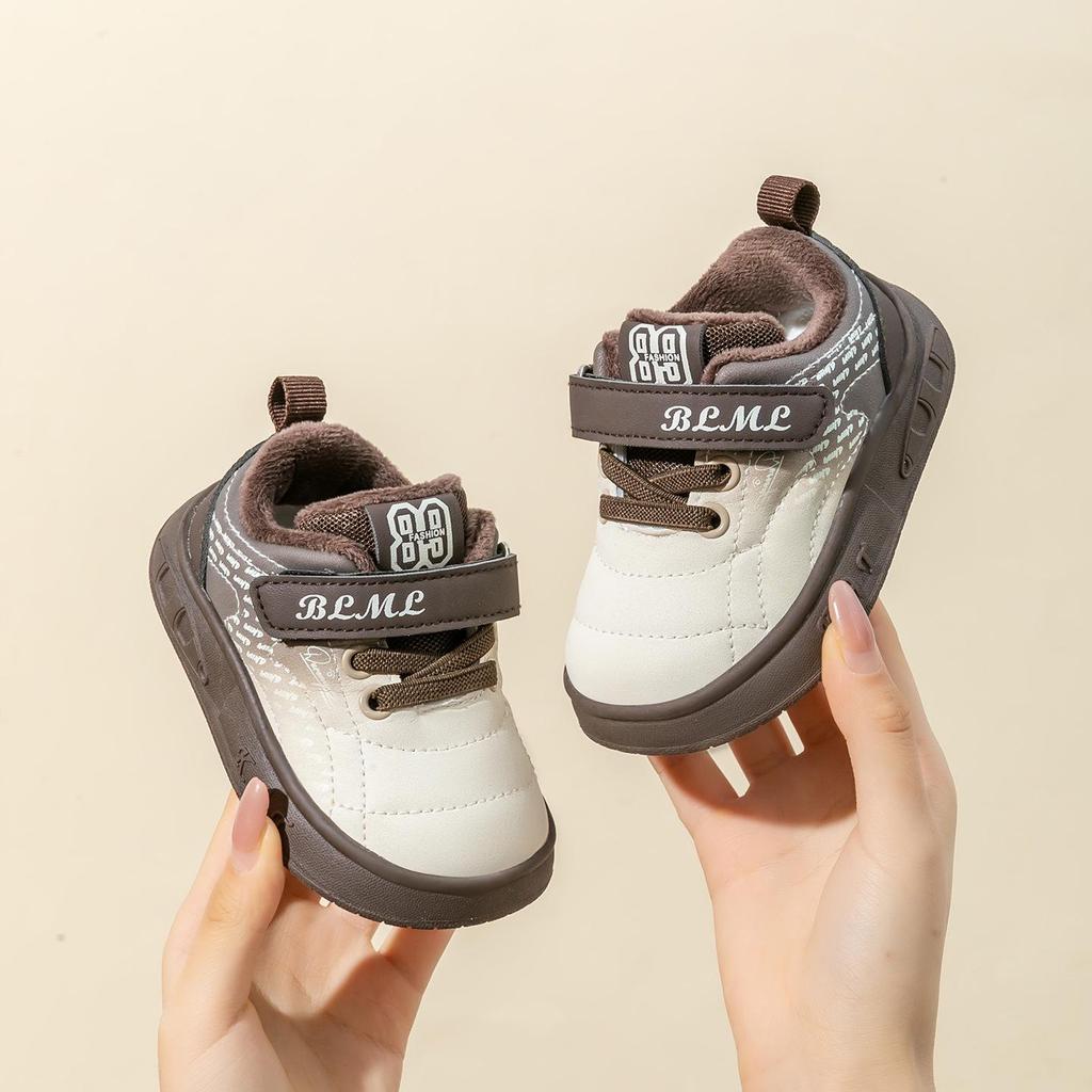 Winter 2025 Kids' Sports Shoes: Two-Layer Cotton Velvet Sneakers for Toddlers & Children, Boys & Girls Casual.