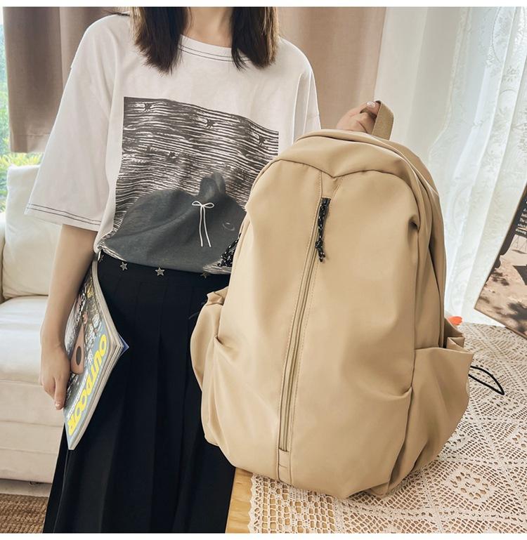 Schoolbag Female Junior High School Students High School Student Backpack Large Capacity Solid Color Backpack